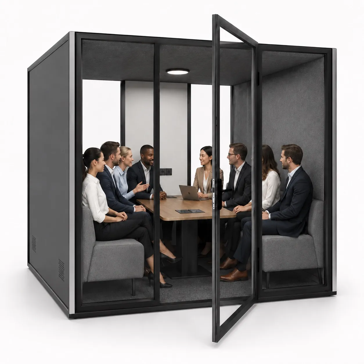 TeamKabin soundproof meeting room in Graphite Grey (RAL 7024)