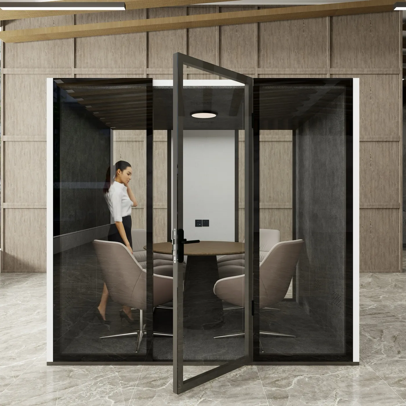 TeamKabin meeting room pod on an office floor